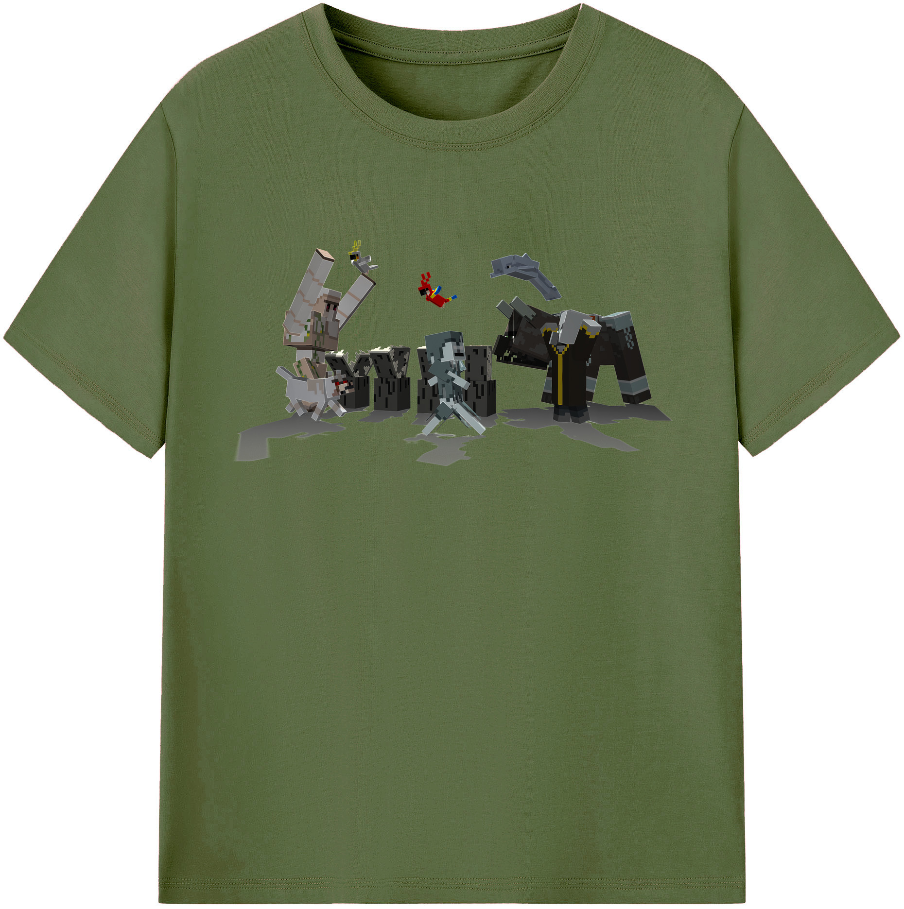 （画像用） マインクラフト ブロックの世界 Minecraft MC Block world 綿100％半袖Tシャツ（フロントプリント）